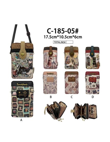 Bolso portamóvil estampado Sweet Candy con compartimentos