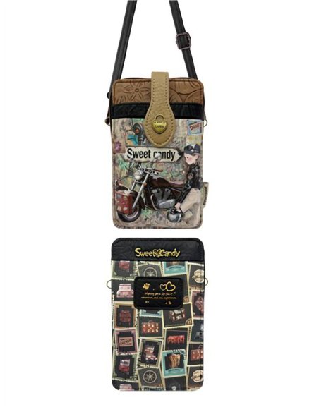 Bolso portamóvil estampado Sweet Candy con compartimentos