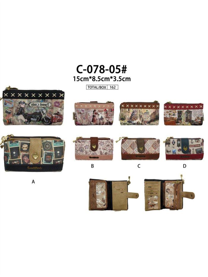 Cartera estampado Sweet Candy con cremallera y solapa