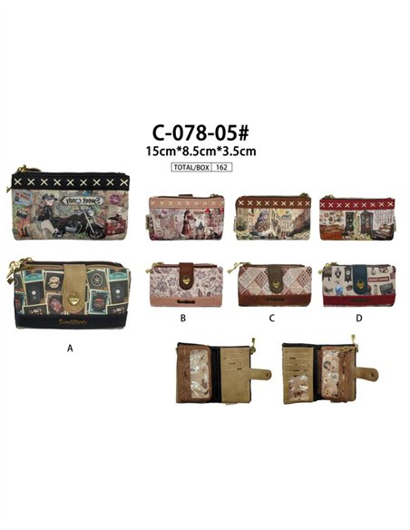 Cartera estampado Sweet Candy con cremallera y solapa