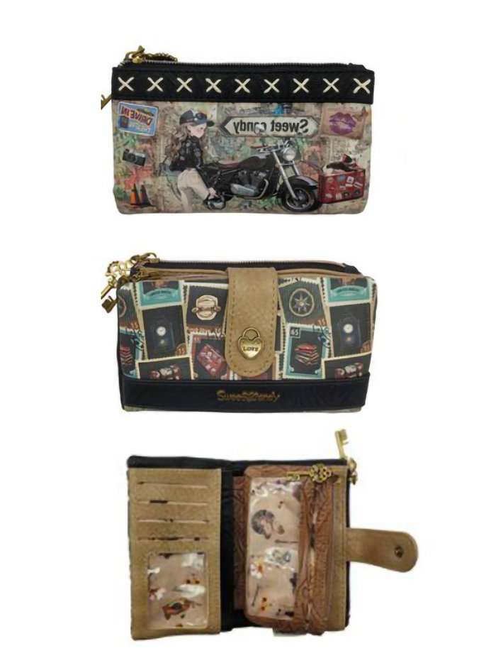 Cartera estampado Sweet Candy con cremallera y solapa
