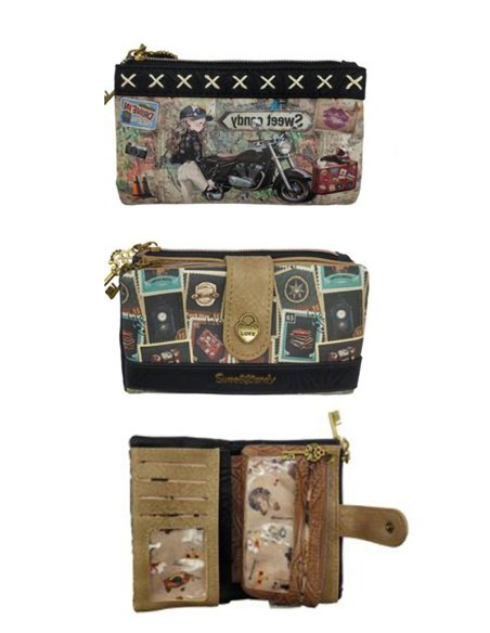 Cartera estampado Sweet Candy con cremallera y solapa