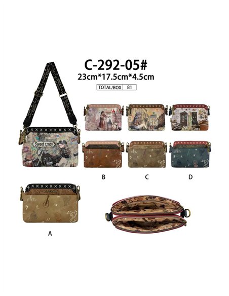 Bolso bandolera estampado Sweet Candy de doble compartimento