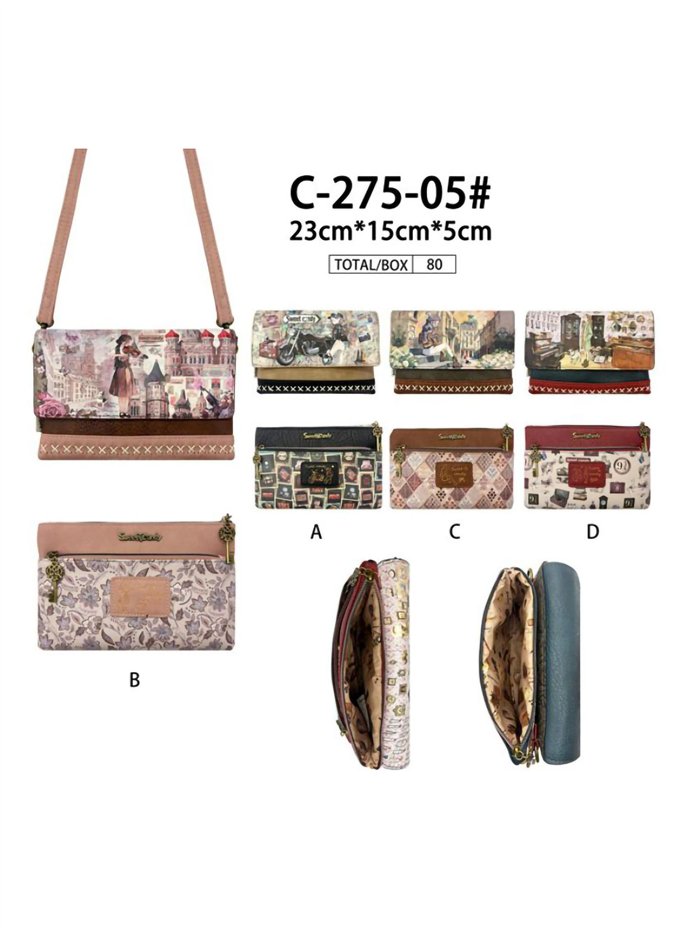 Borsa a tracolla con patta e stampa Sweet Candy