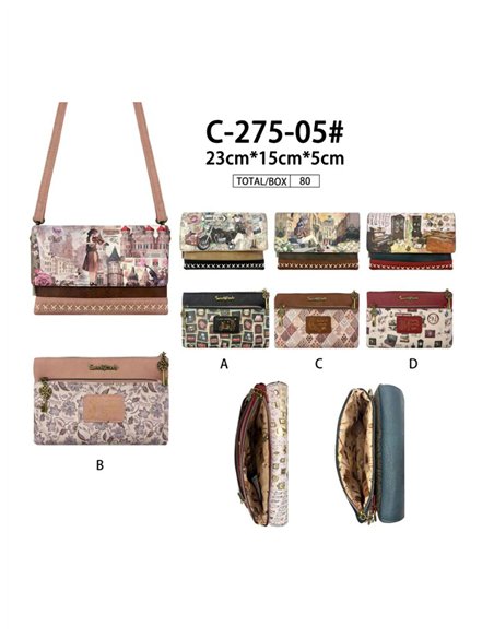 Borsa a tracolla con patta e stampa Sweet Candy