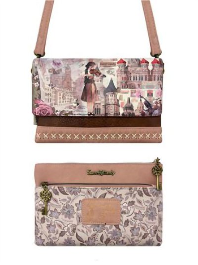 Borsa a tracolla con patta e stampa Sweet Candy