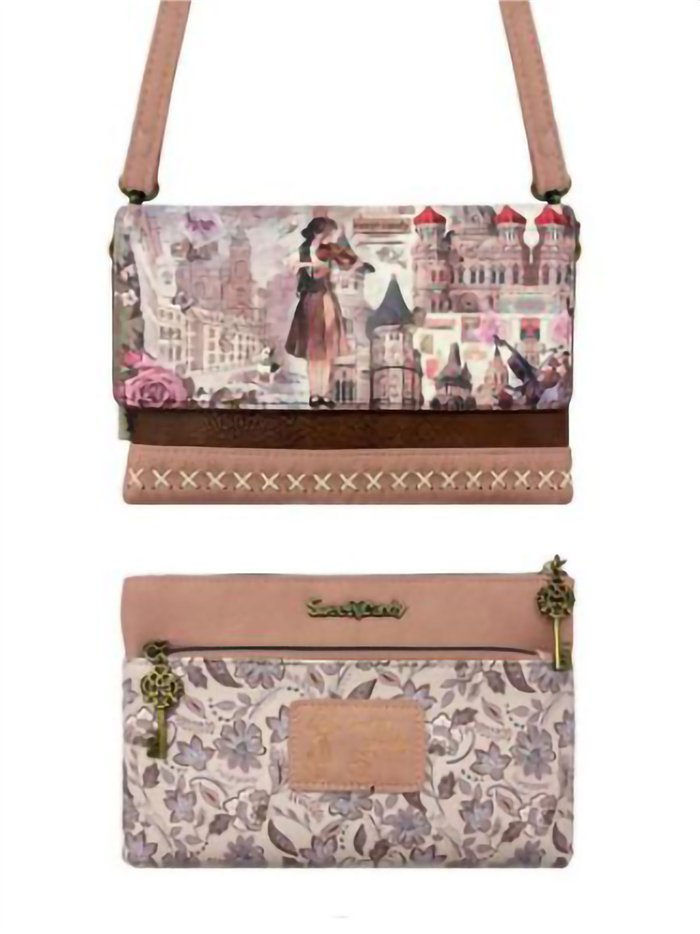 Borsa a tracolla con patta e stampa Sweet Candy