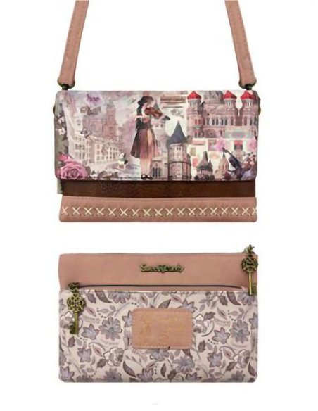 Borsa a tracolla con patta e stampa Sweet Candy