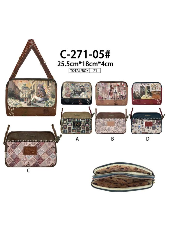 Bolso bandolera estampado Sweet Candy de doble cremallera