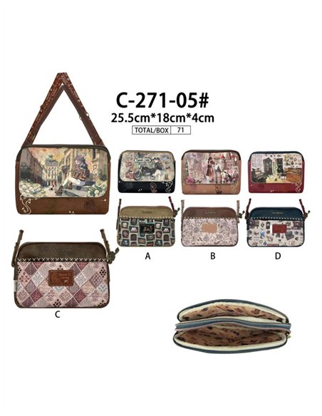 Bolso bandolera estampado Sweet Candy de doble cremallera