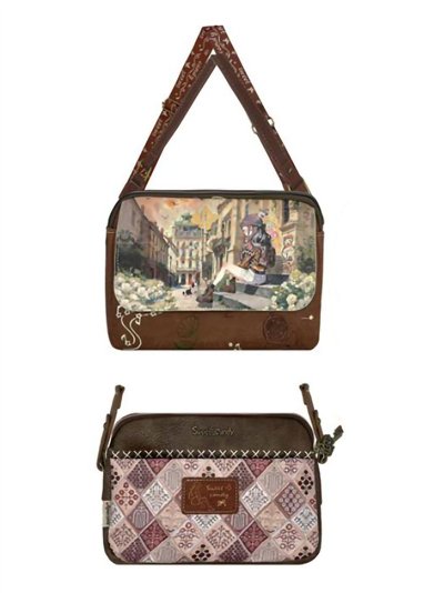 Bolso bandolera estampado Sweet Candy de doble cremallera
