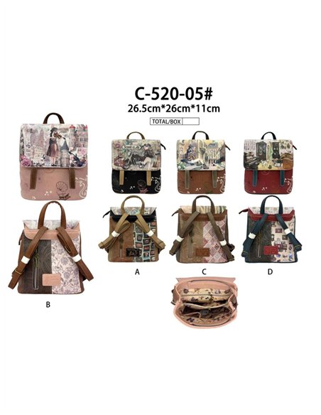 Mochila estampada Sweet Candy con solapa y asa superior