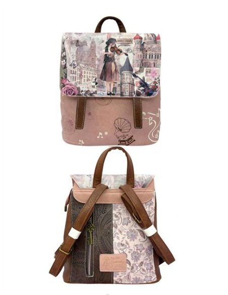 Mochila estampada Sweet Candy con solapa y asa superior