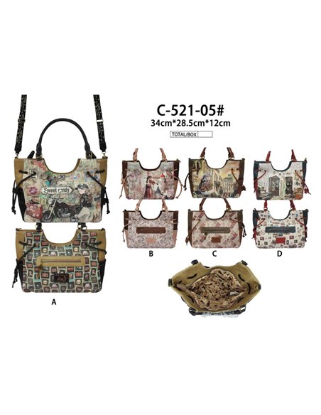 Bolso shopper estampado Sweet Candy con asas y bandolera