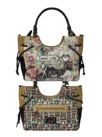 Bolso shopper estampado Sweet Candy con asas y bandolera