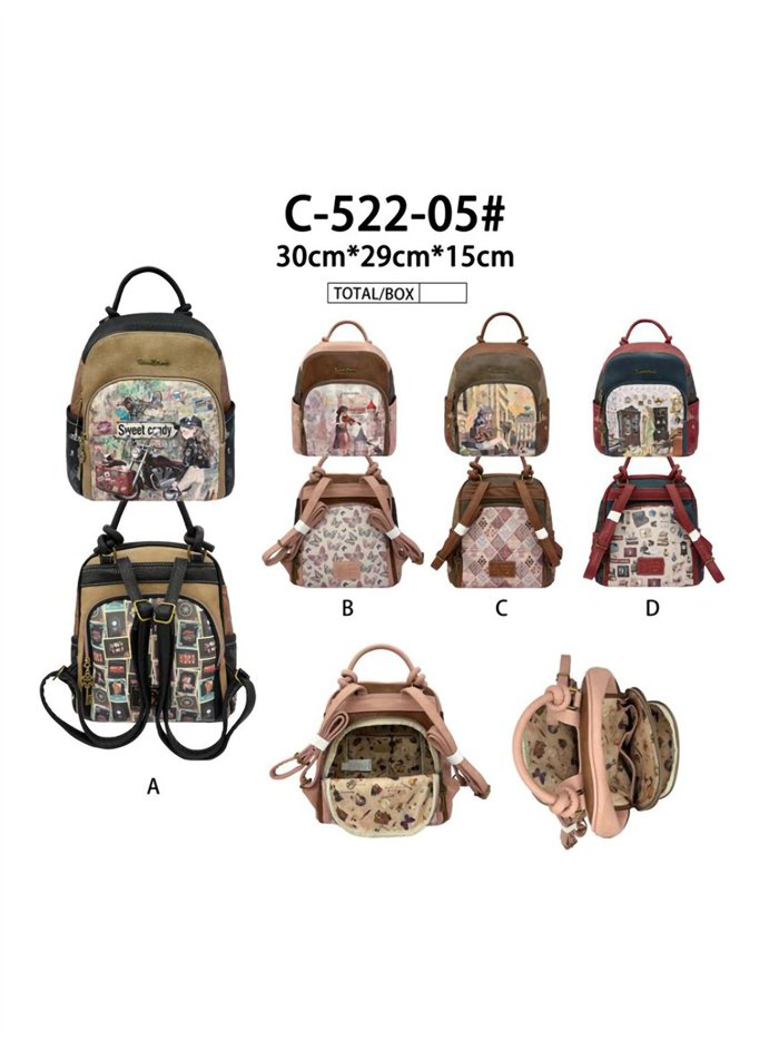 Mochila estampada Sweet Candy con bolsillo frontal