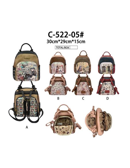 Mochila estampada Sweet Candy con bolsillo frontal