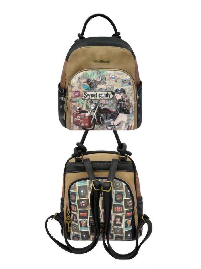 Mochila estampada Sweet Candy con bolsillo frontal