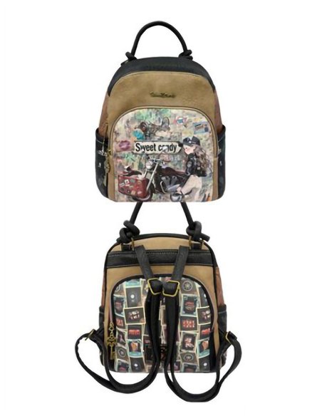 Mochila estampada Sweet Candy con bolsillo frontal