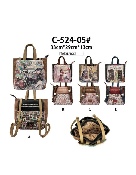 Bolso mochila convertible estampado Sweet Candy