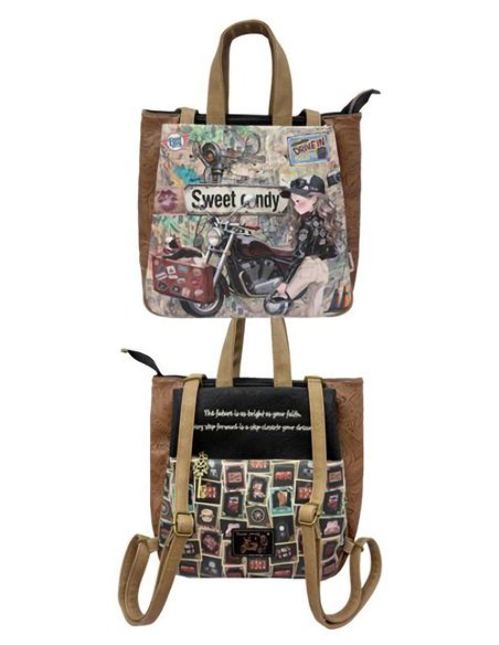 Bolso mochila convertible estampado Sweet Candy
