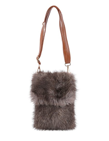 Bolso bandolera móvil de pelo con solapa