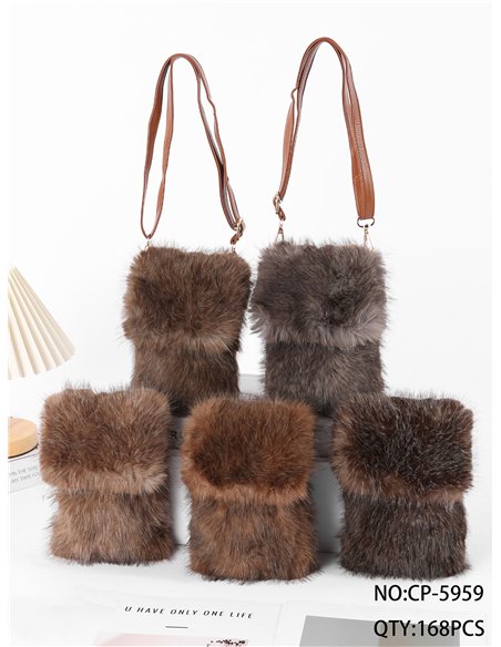 Bolso bandolera móvil de pelo con solapa