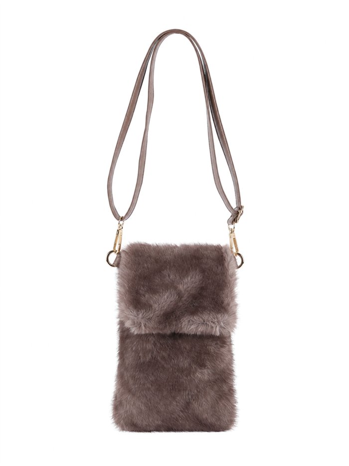 Bolso bandolera móvil de pelo con solapa