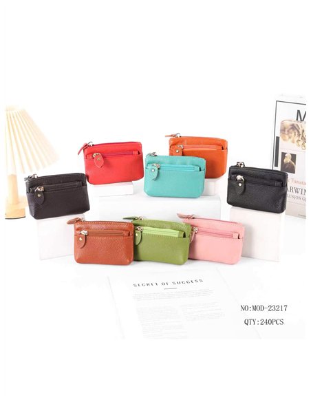 Monedero rectangular con bolsillo exterior de cremallera