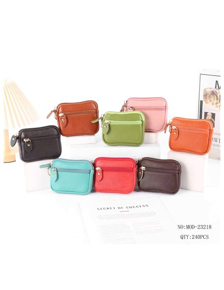 Compact rounded dual-zip coin purse