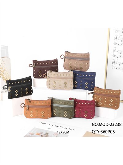 Geometric stud suede-look coin purse 2