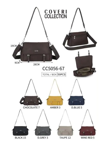 Bolso bandolera nylon con solapa y doble correa
