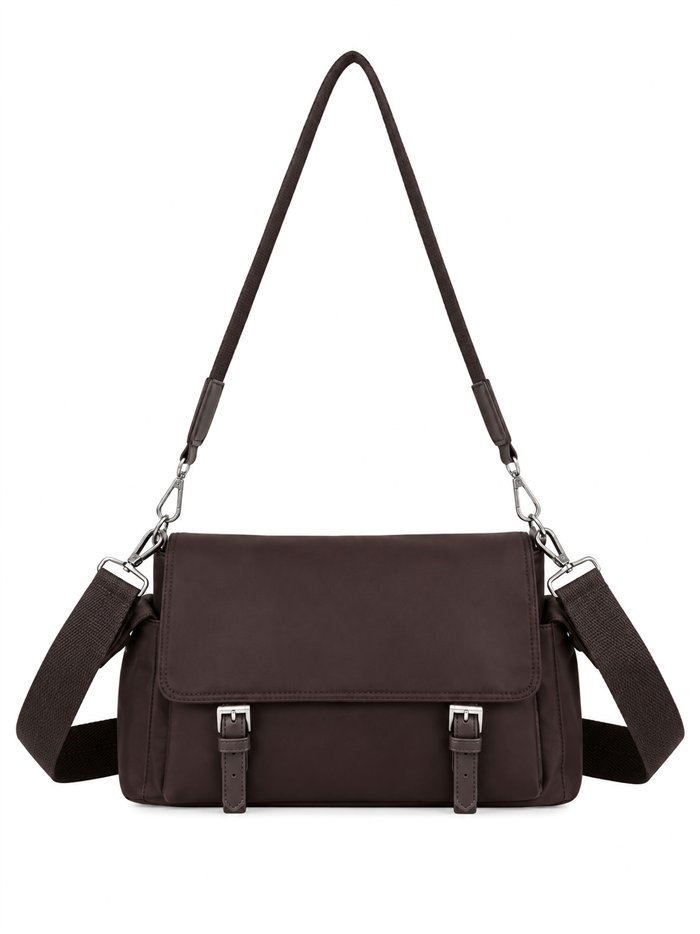 Bolso bandolera nylon con solapa y doble correa