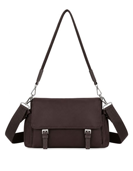 Bolso bandolera nylon con solapa y doble correa