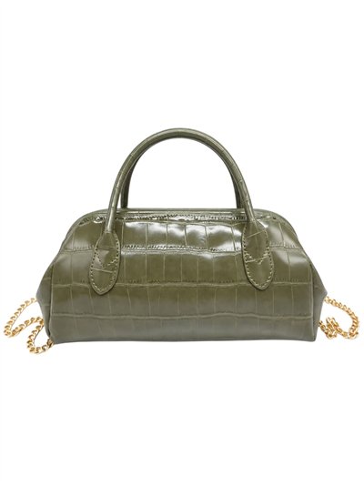 Bolso de mano efecto coco con cadena dorada