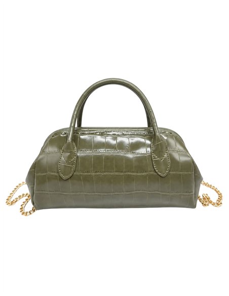 Bolso de mano efecto coco con cadena dorada