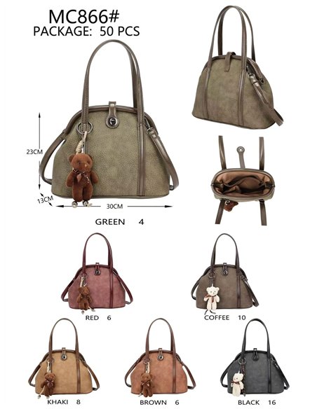 Bolso de mano estructurado con colgante osito