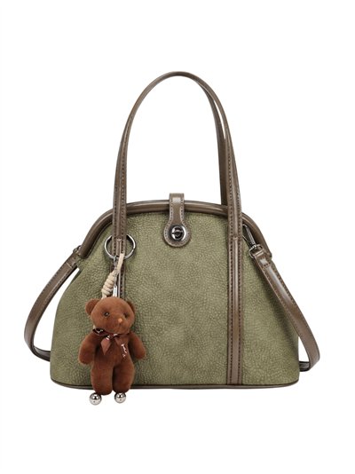 Bolso de mano estructurado con colgante osito