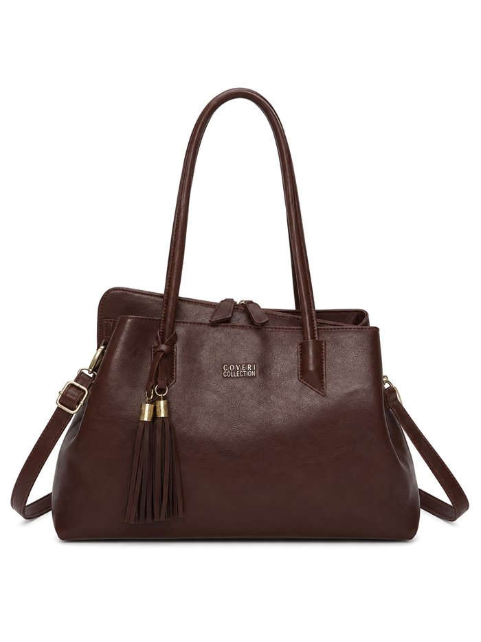 Bolso shopper amplio con borla y bandolera