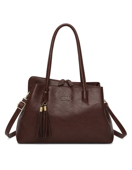 Bolso shopper amplio con borla y bandolera