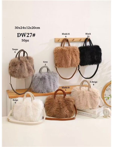 Bolso de pelo con asas trenzadas y bandolera