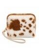 Borsa in pelliccia stampata con cinturino da polso
