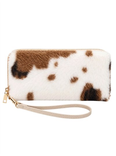 Cartera de pelo estampado con correa de muñeca