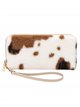 Cartera de pelo estampado con correa de muñeca
