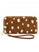 Cartera de pelo estampado con correa de muñeca