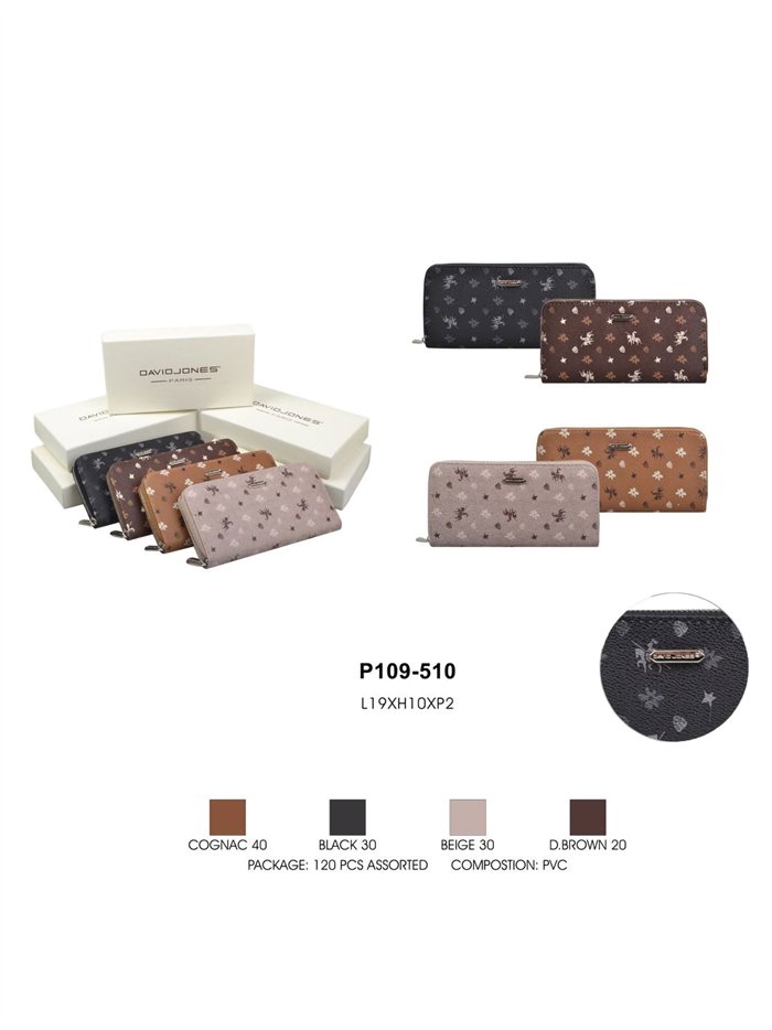 Cartera grande estampada con cremallera
