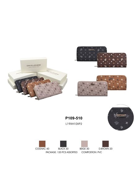 Cartera grande estampada con cremallera