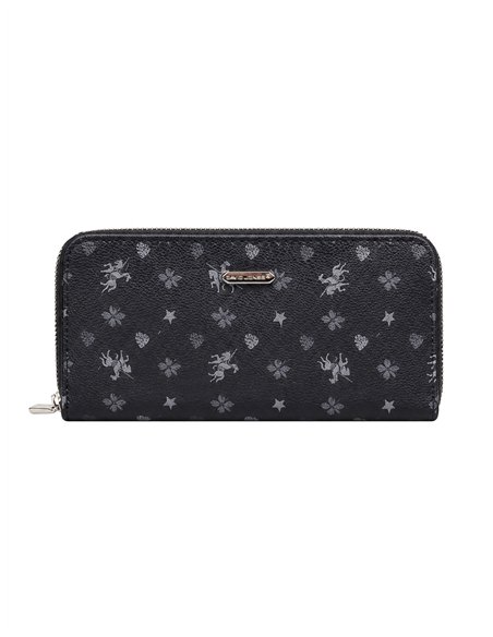 Cartera grande estampada con cremallera