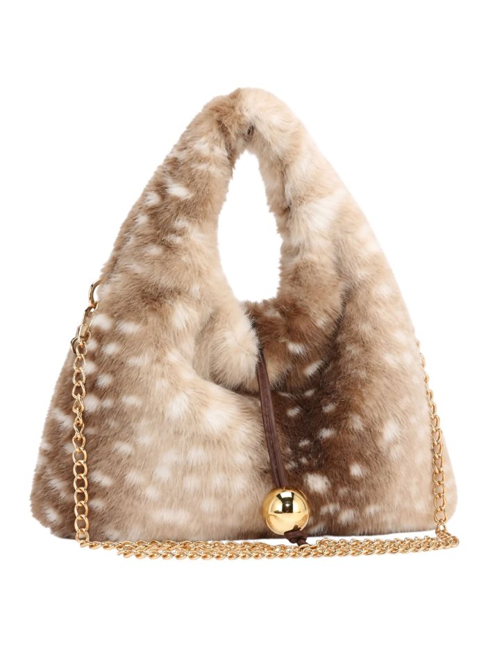 Bolso de mano pelo suave con cadena