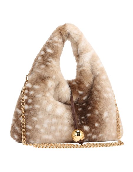 Bolso de mano pelo suave con cadena